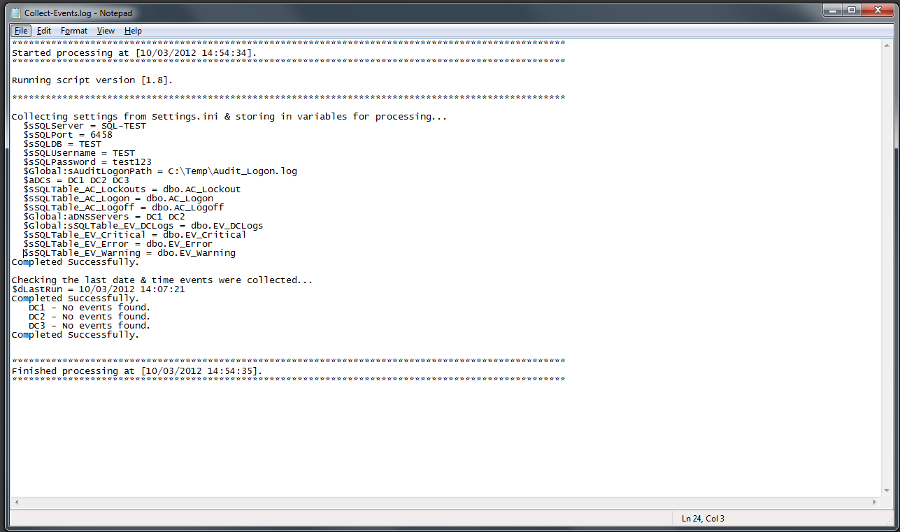 Batch script. Log file. Logging file example. Okta Setup first Logon.